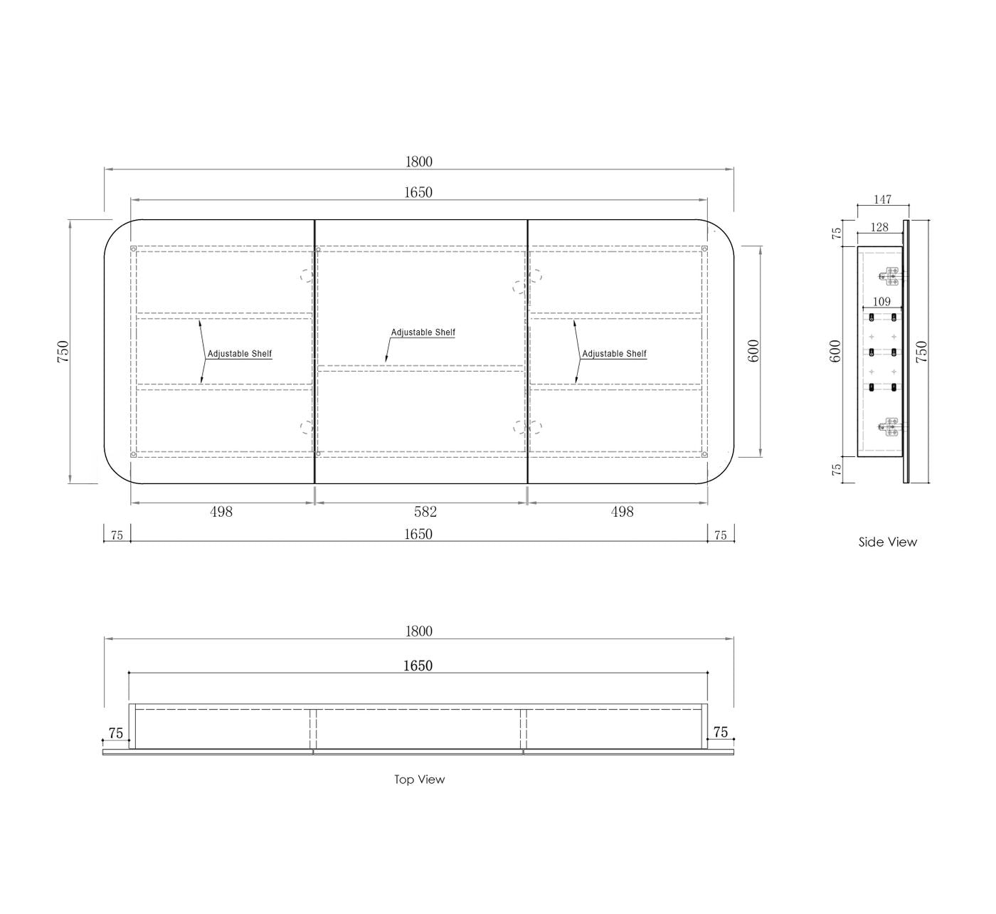 Newport 1800x750 White Shaving Cabinet