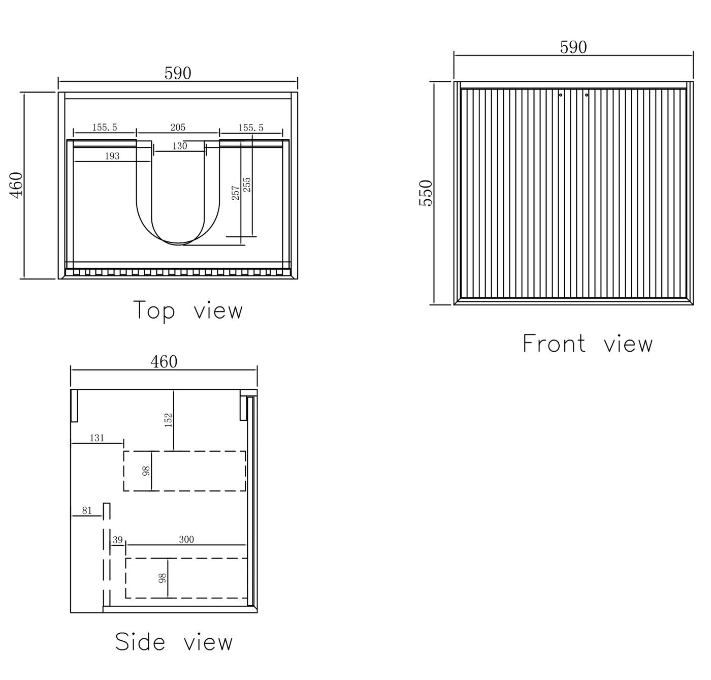Marlo Fluted 600mm Matte Black Wall Hung Vanity