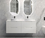 Noosa Fluted 1500mm Satin White Wall Hung Vanity