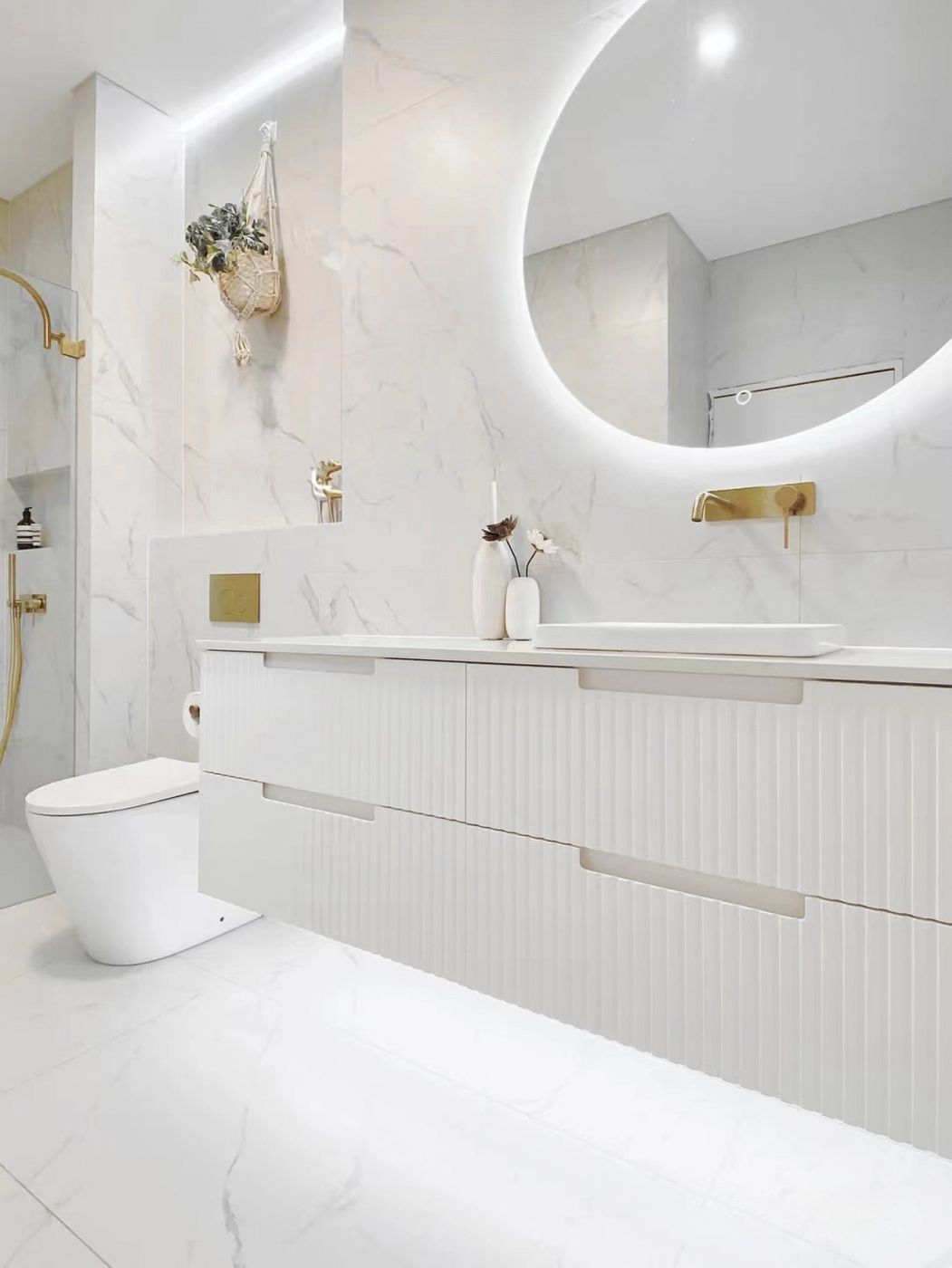 Noosa Fluted 1500mm Satin White Wall Hung Vanity