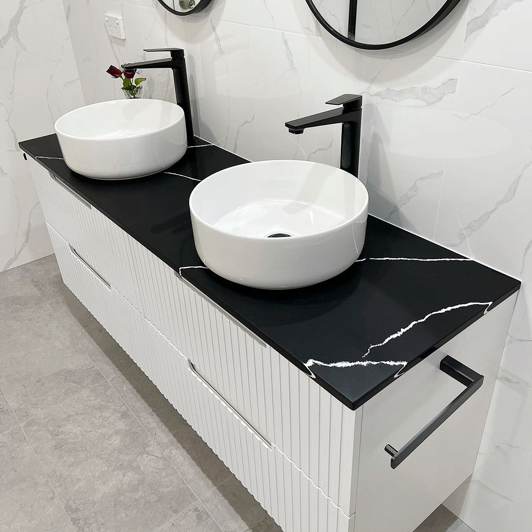 Noosa Fluted 1500mm Satin White Wall Hung Vanity