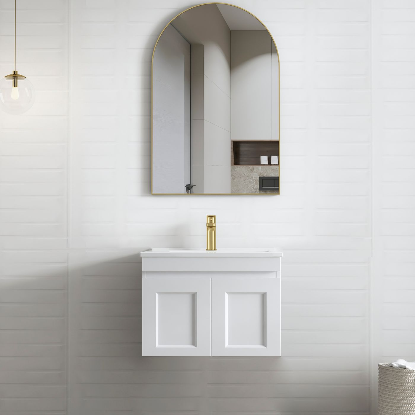 Hampton Mark II 600mm Satin White Wall Hung Vanity