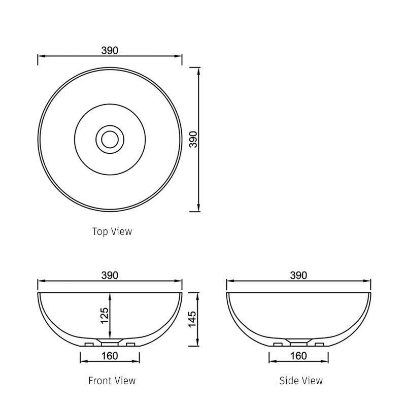London Solid Surface 390x390x145 Matte White Basin NF