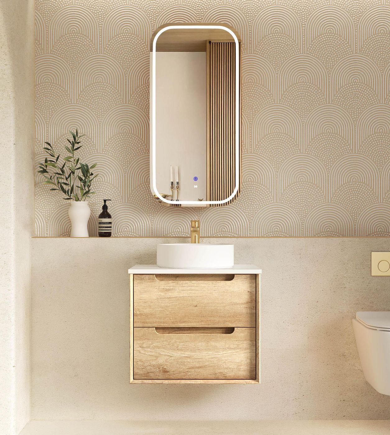Byron 600mm Natural Oak Wall Hung Vanity
