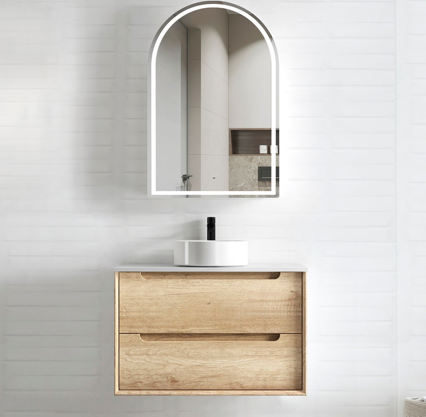 Byron 750mm Natural Oak Wall Hung Vanity