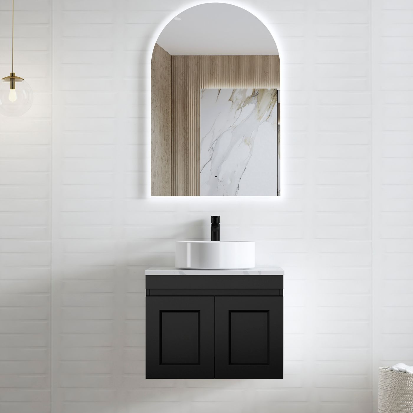 Hampton Mark II 600mm Satin Black Wall Hung Vanity