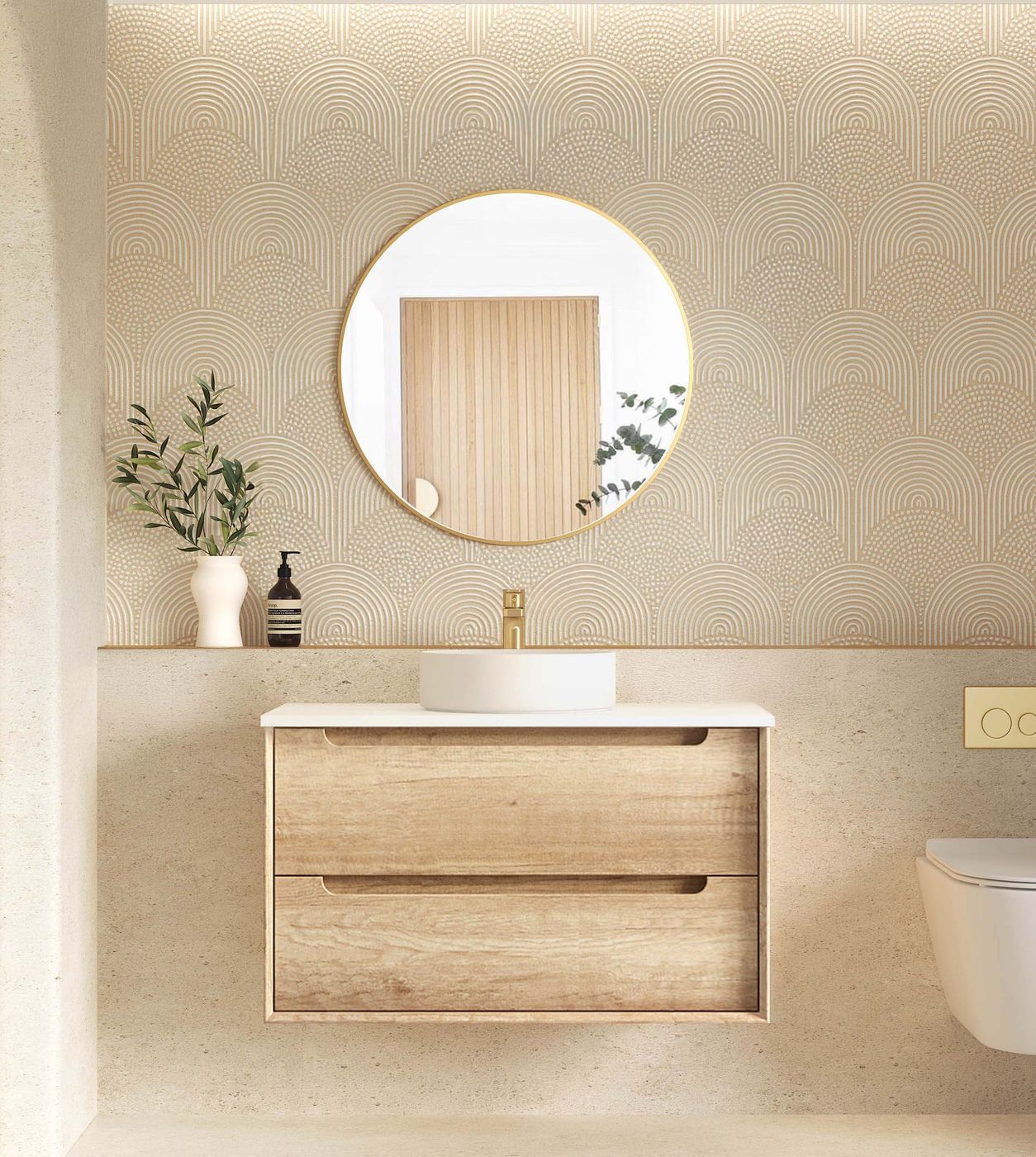 Byron 900mm Natural Oak Wall Hung Vanity