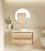Byron 900mm Natural Oak Wall Hung Vanity - close-up detail view