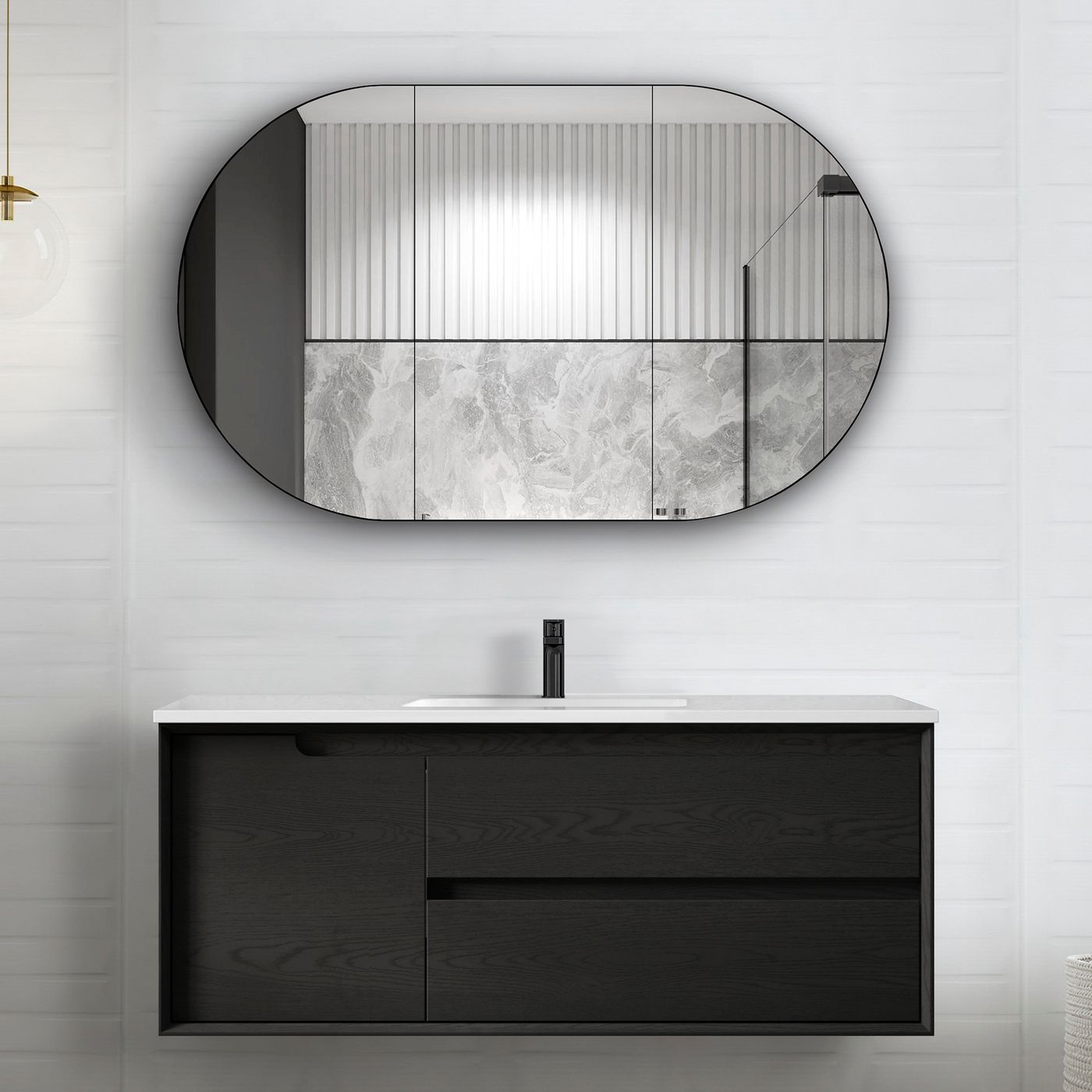 Byron 1200mm Black Oak Wall Hung Vanity