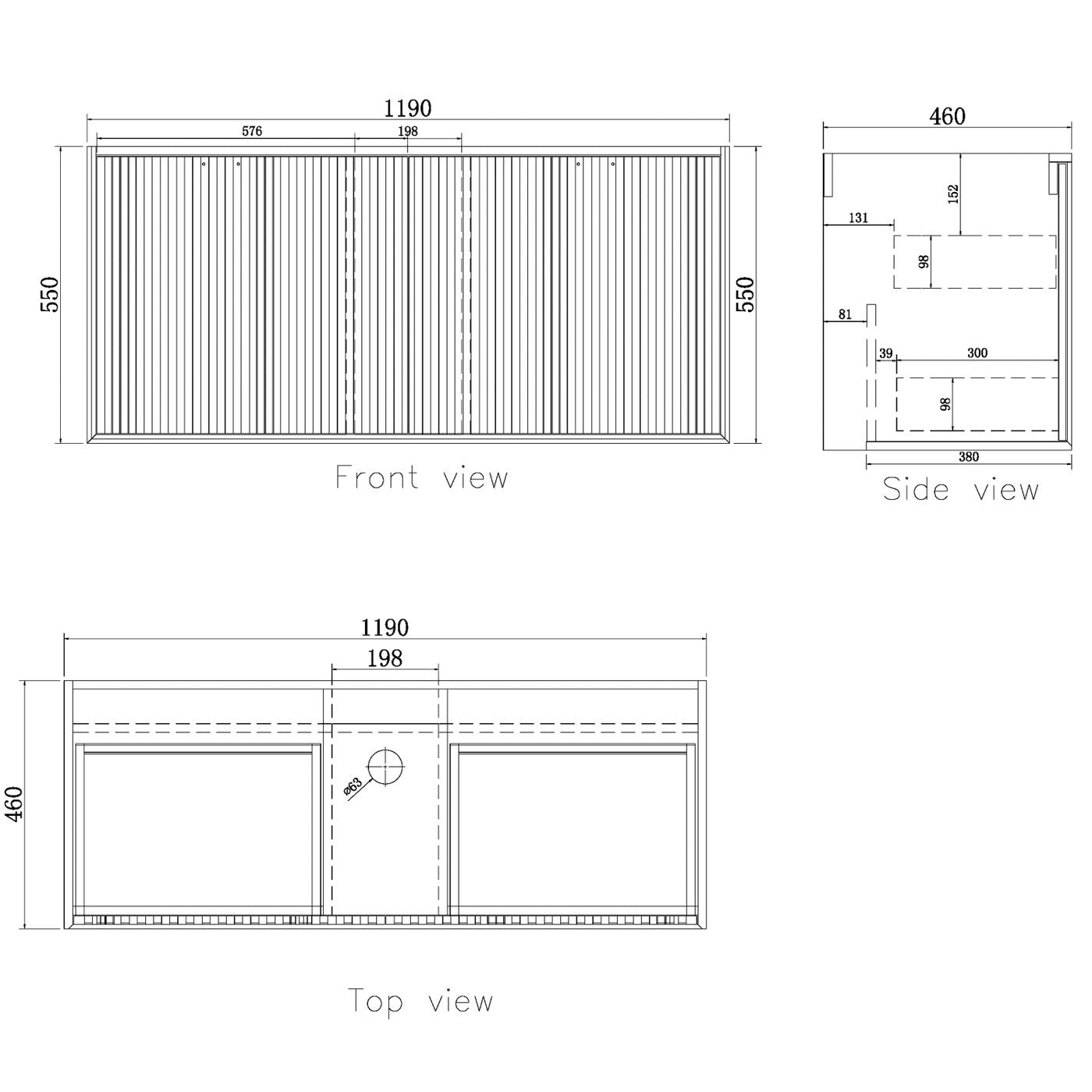 Marlo Fluted 1200mm Matte Black Wall Hung Vanity