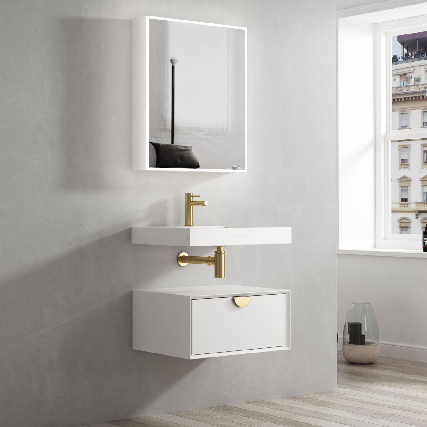 Moonlight 600mm White Wall Hung Cabinet