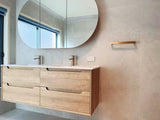 Byron 1200mm Natural Oak Wall Hung Vanity Double Bowl