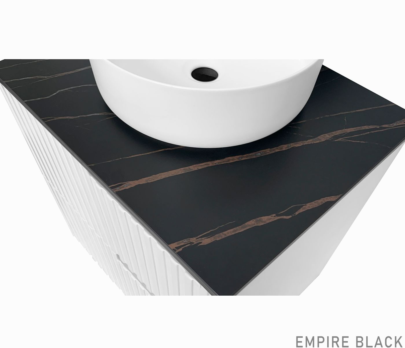Rock Plate Stone 600x465x15 Empire Black - Above Counter 10 O'Clock Taphole