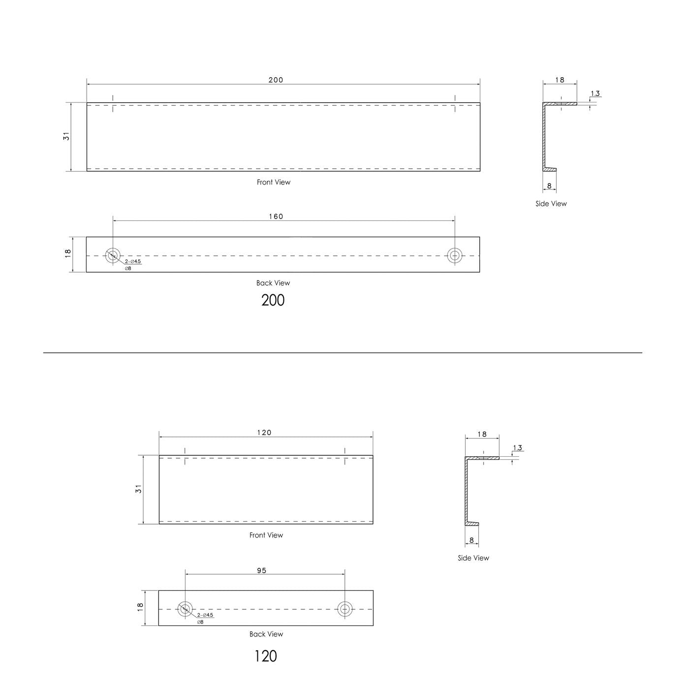 Bondi 120mm Brushed Nickel Handle For 600mm Cabinet