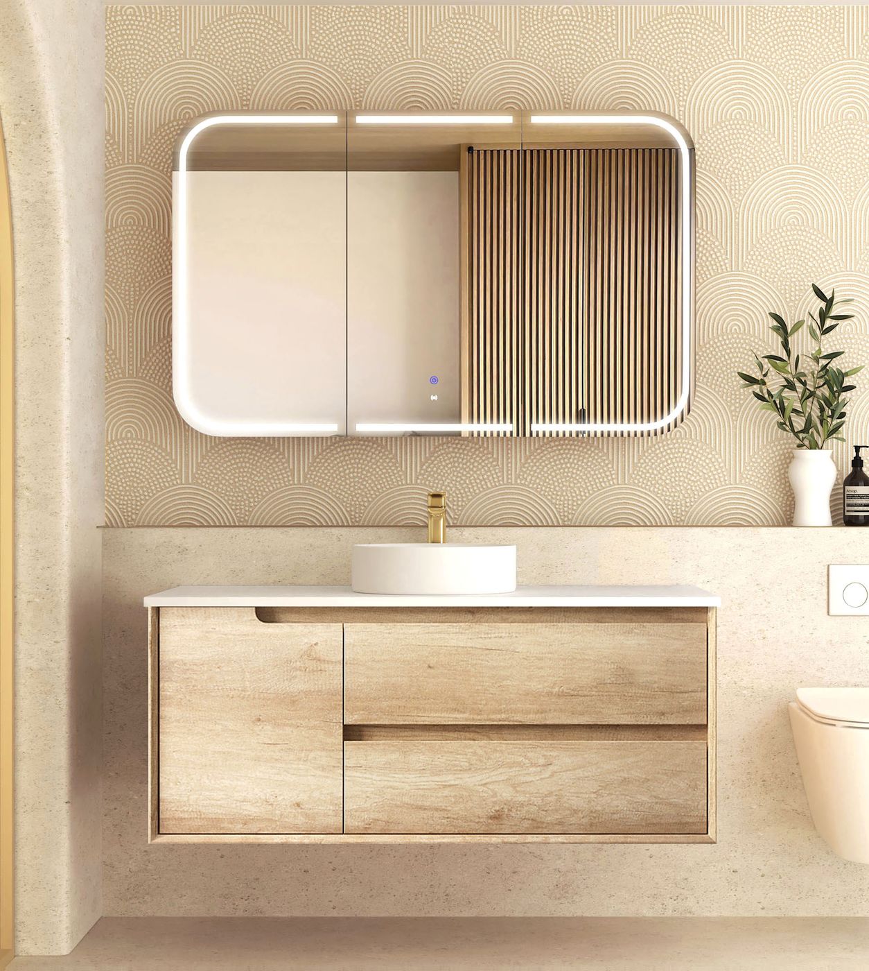 Byron 1200mm Natural Oak Wall Hung Vanity