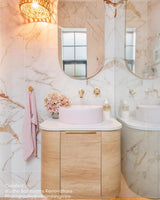 Bondi 600mm Natural Oak Wall Hung Curve Vanity (12TH & NTH Only)