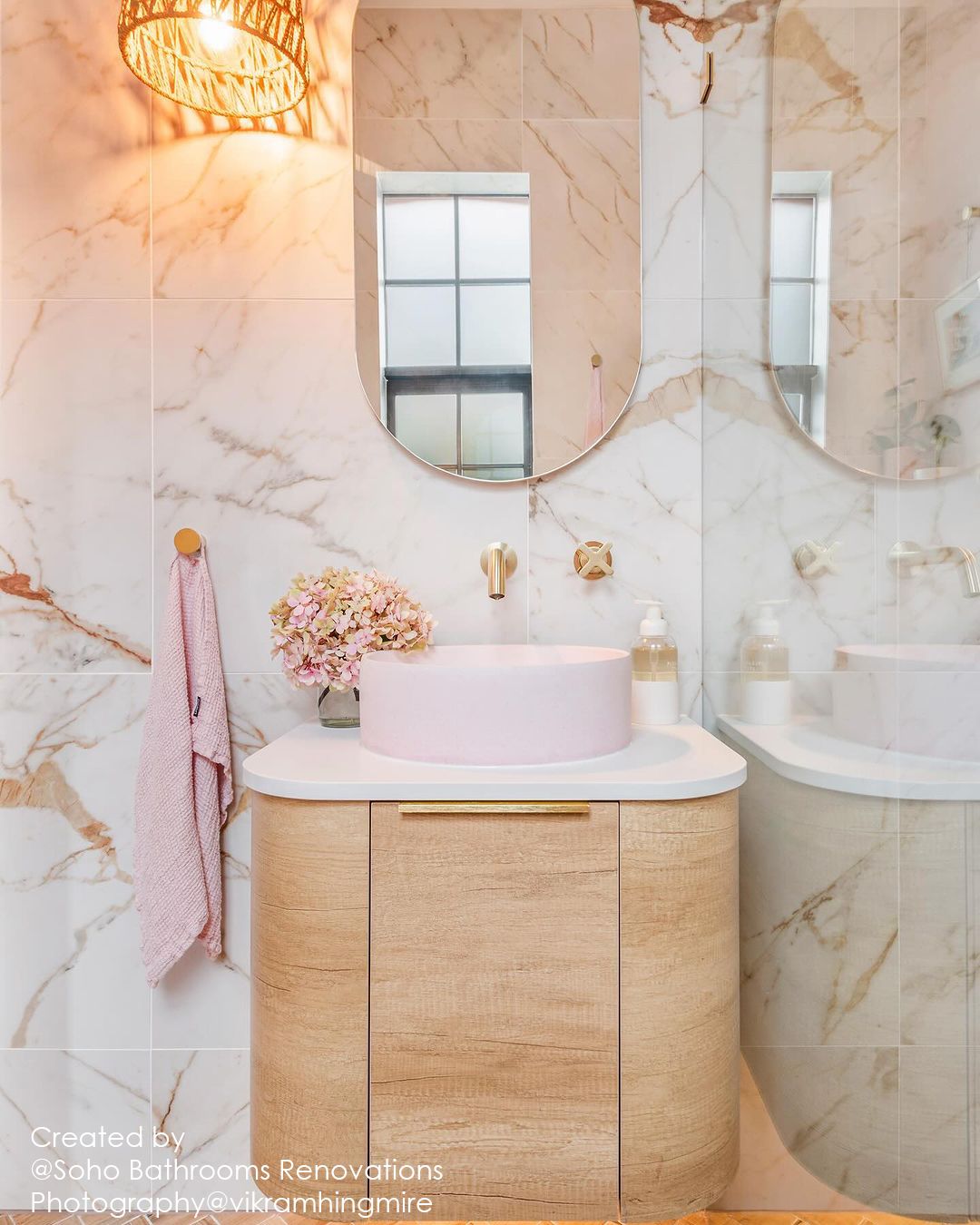 Bondi 600mm Natural Oak Wall Hung Curve Vanity (12TH & NTH Only)