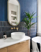 Bondi 1500mm Natural Oak Wall Hung Curve Vanity - full product view