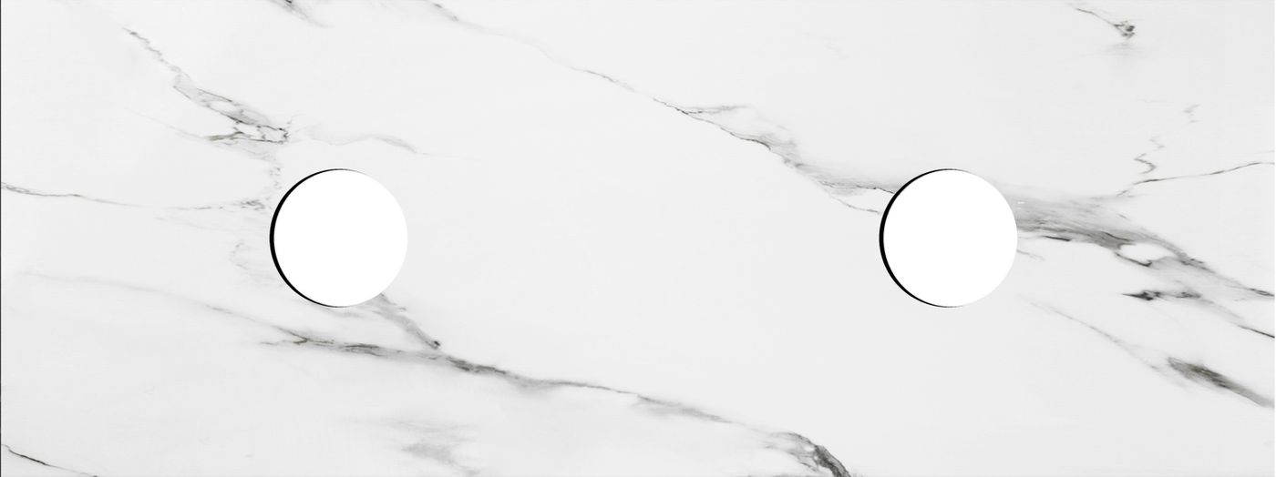 Rock Plate Stone 1200x465x15 Mont Blanc - Above Counter No Taphole - Double Bowl Waste cut out