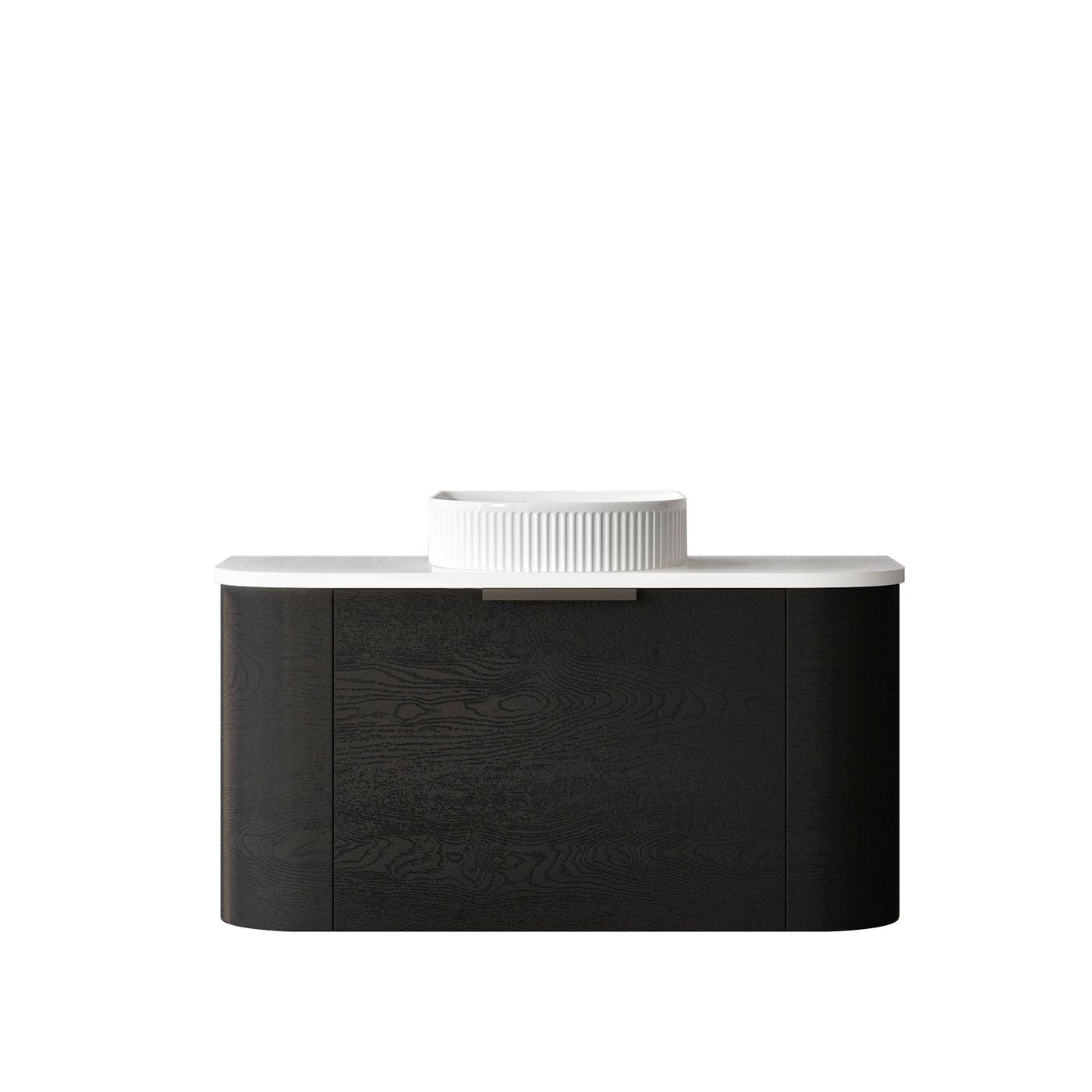 Bondi 900mm Black Oak Wall Hung Curve Vanity