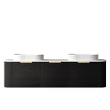 Bondi 1800mm Black Oak Wall Hung Curve Vanity