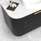 Bondi 600mm Black Oak Wall Hung Curve Vanity (12TH & NTH Only)