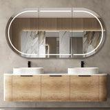 Bondi 1800mm Natural Oak Wall Hung Curve Vanity - close-up detail view