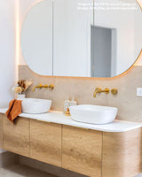 Bondi 1800mm Natural Oak Wall Hung Curve Vanity