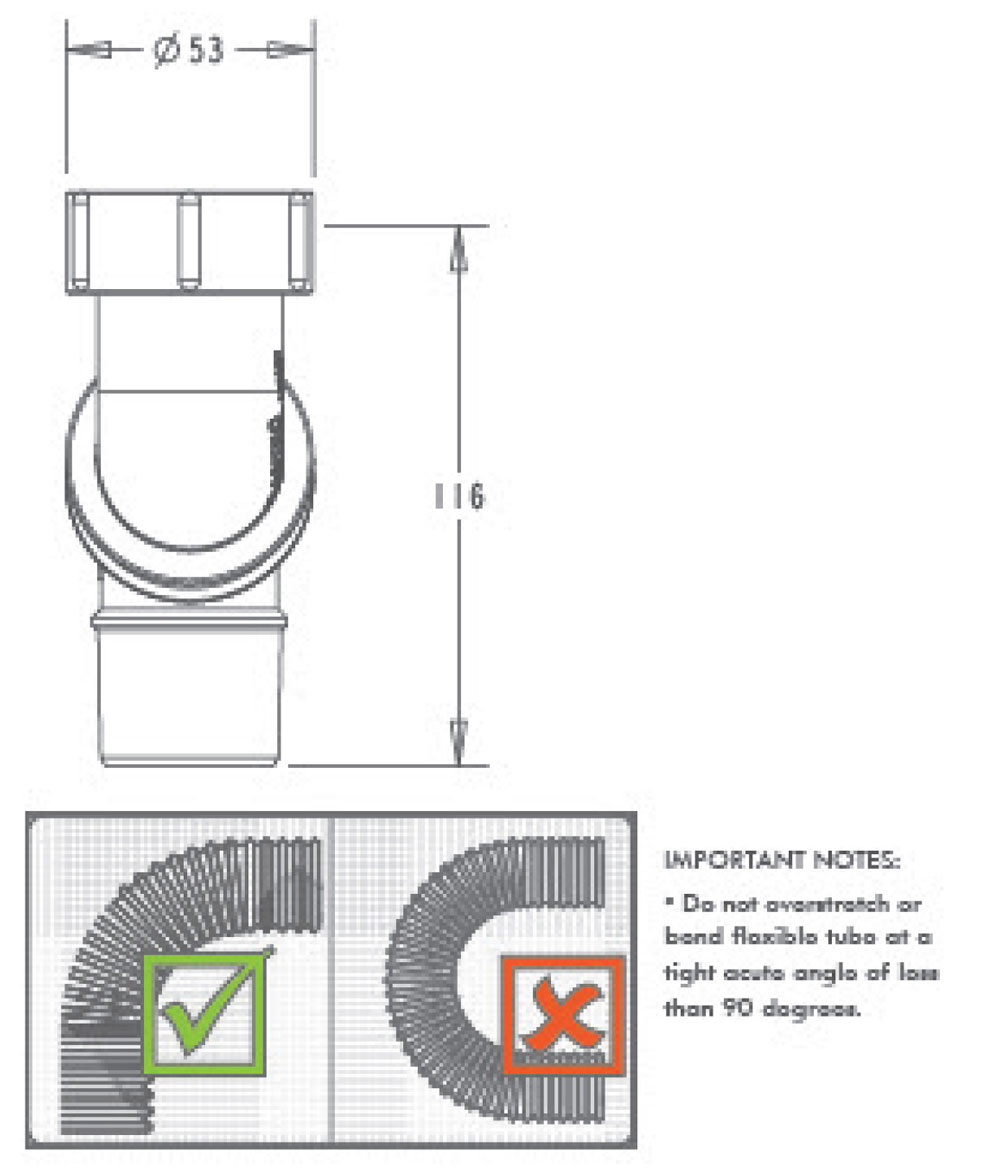 Plastec Flexidinger Cap & Lining Kit 40mm For Bathtub - close-up detail view