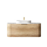 Bondi 1200mm Natural Oak Wall Hung Curve Vanity - close-up detail view
