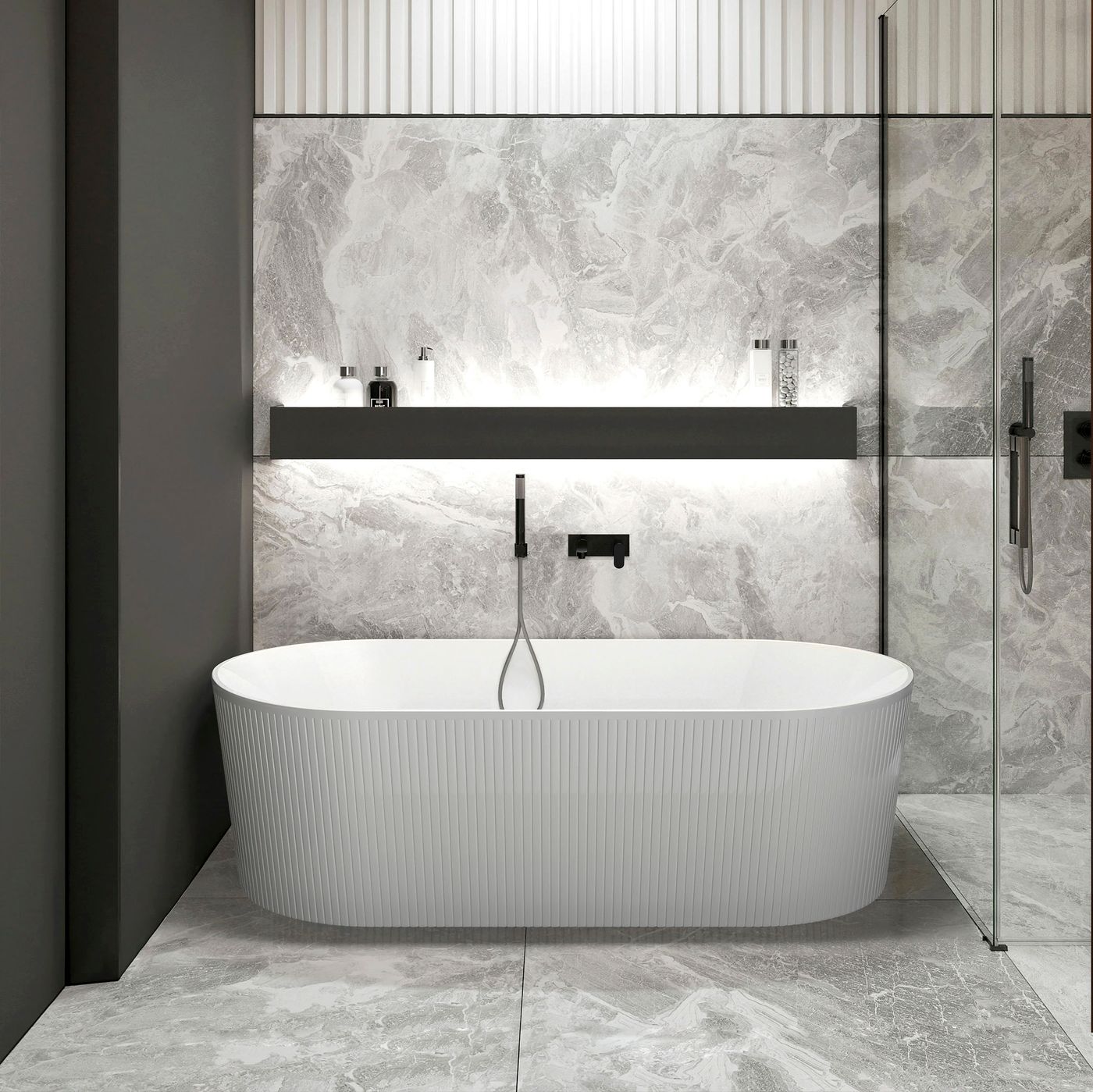 Attica Noosa Fluted 1700 Gloss White Bath