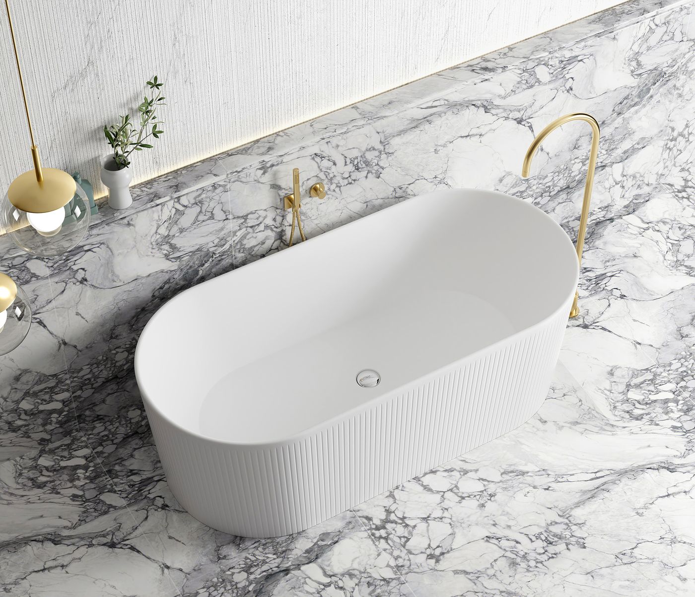 Attica Noosa Fluted 1500 Matte White Bath