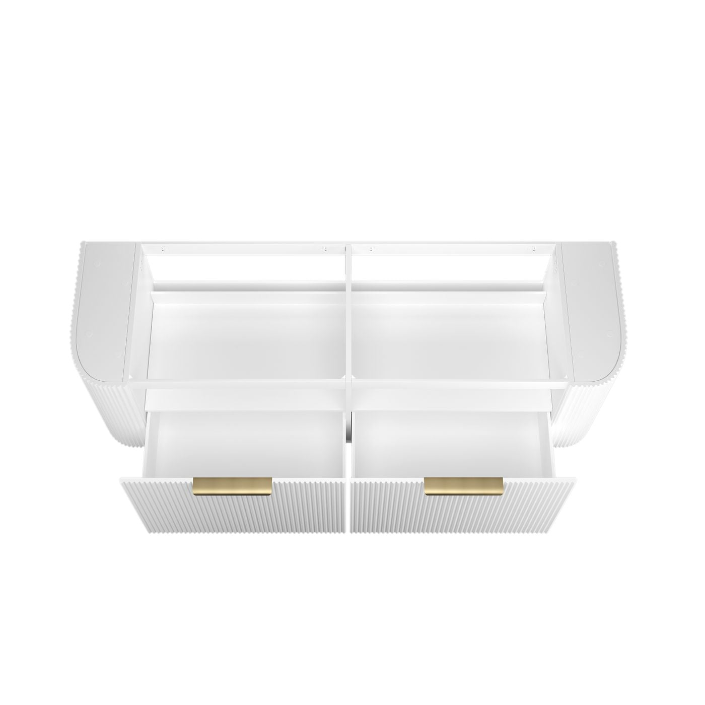 Bondi 1500mm Satin White Fluted Wall Hung Curve Vanity