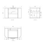 Bondi 750mm Satin White Fluted Wall Hung Curve Vanity (12TH & NTH Only) - rear mounting detail
