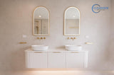 Bondi 1800mm Satin White Fluted Wall Hung Curve Vanity