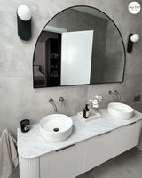 Bondi 1800mm Satin White Fluted Wall Hung Curve Vanity - rear mounting detail