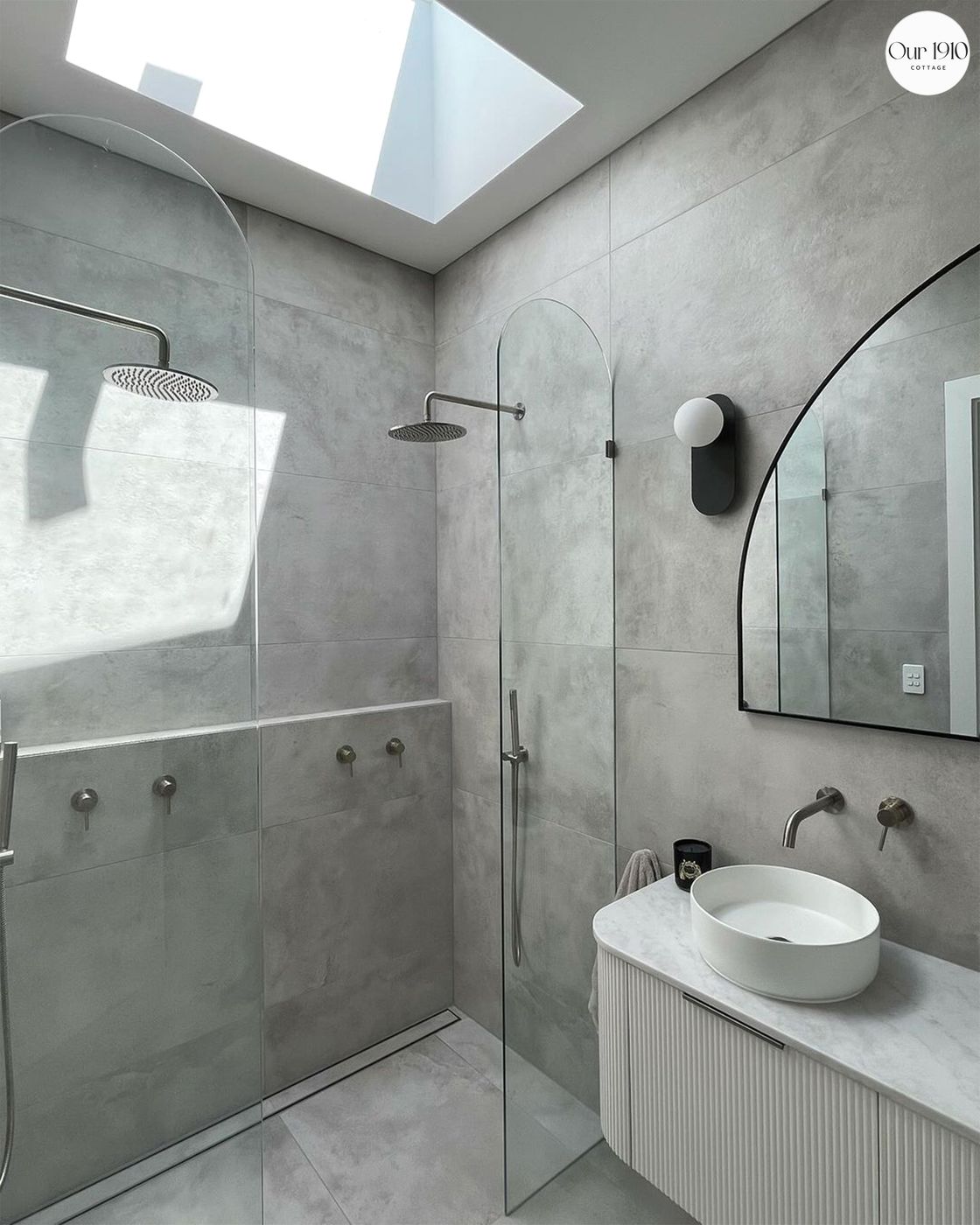 Bondi 1800mm Satin White Fluted Wall Hung Curve Vanity