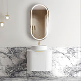 Bondi 600mm Satin White Fluted Wall Hung Curve Vanity (12TH & NTH Only)