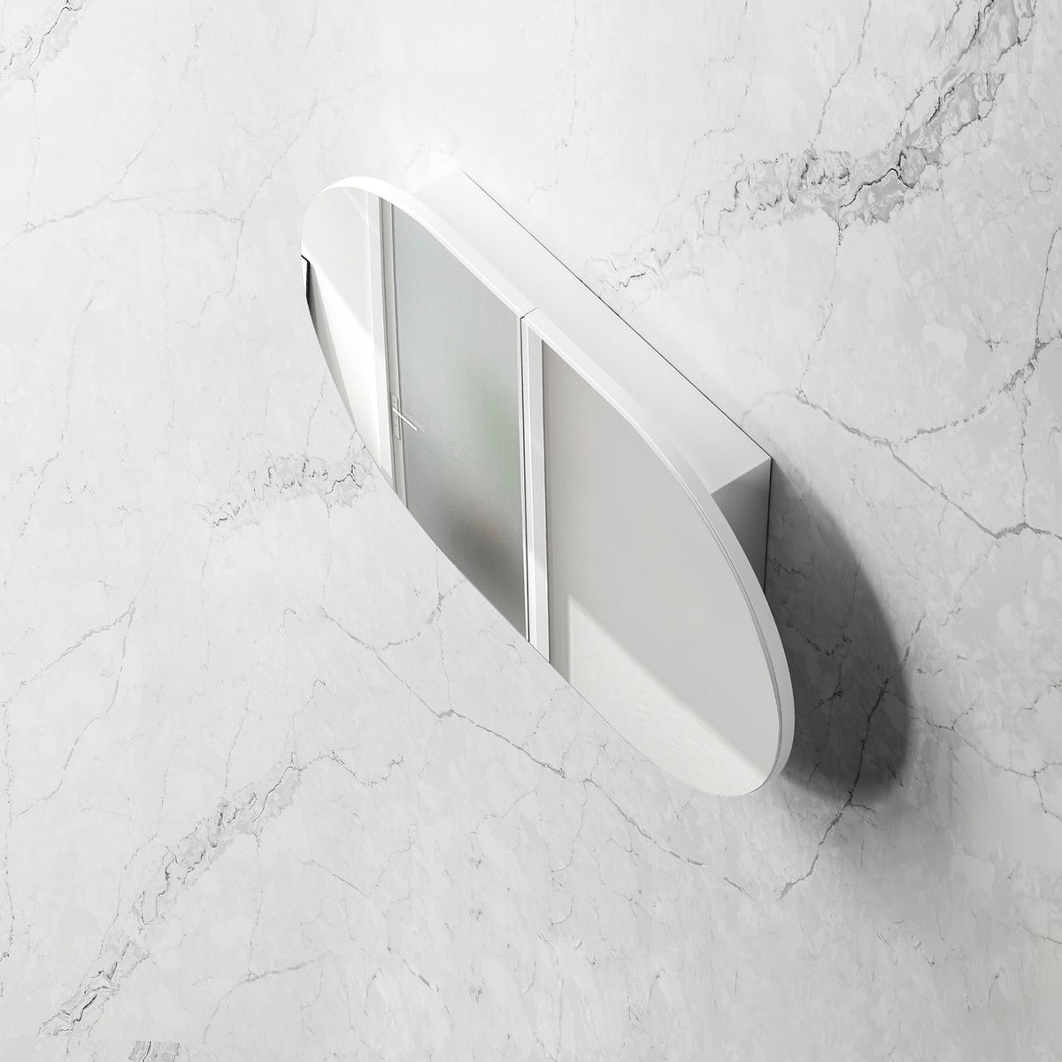 Bondi 900x600 White Shaving Cabinet - angled product view