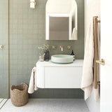 Bondi 900mm Satin White Fluted Wall Hung Curve Vanity