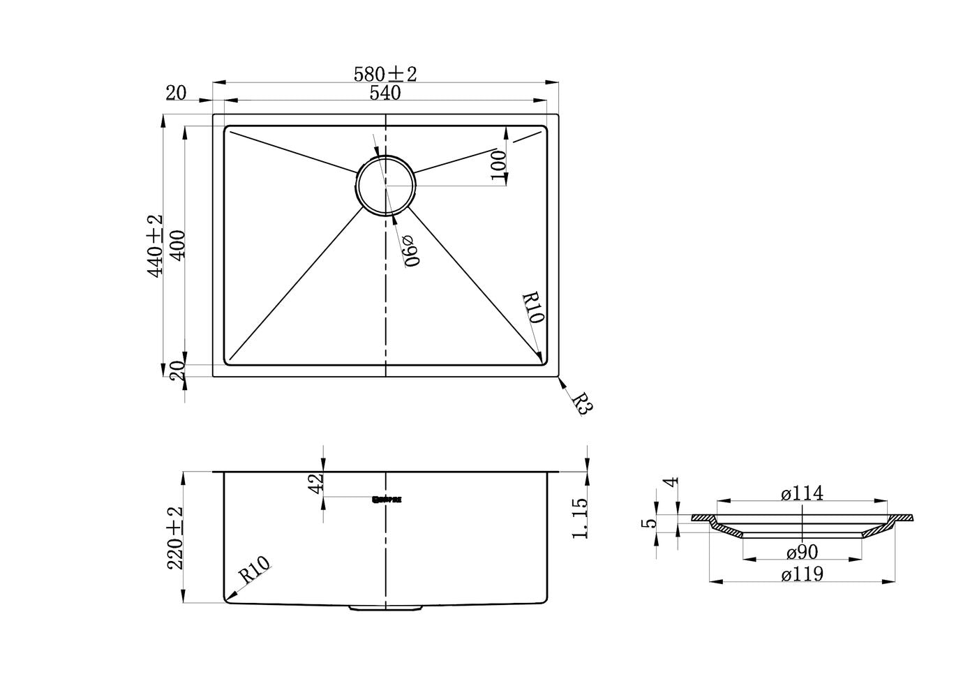Axon Sink 58S 580x440x220