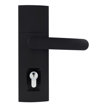 Trilock Contemporary Contour Double Cylinder Entrance Lever Set in Matte Black