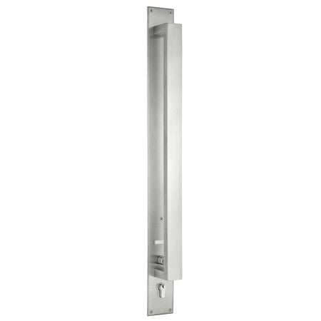 Trilock Omni Back to Back Double Cylinder Pull Handle Entrance Set in Stainless Steel