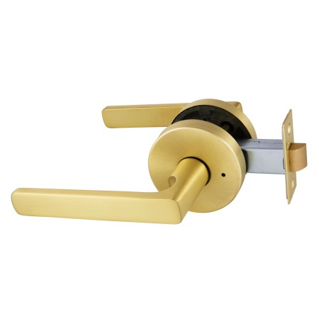 Avant with QuickFix Rivera Privacy Lever Set with Latch in Satin Brass