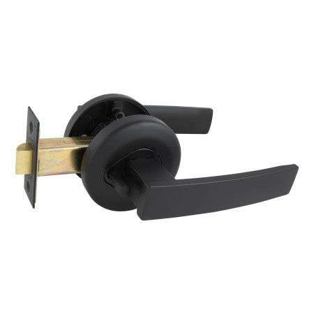 Neue Angular Round Rose Privacy Lever Set in Matte Black