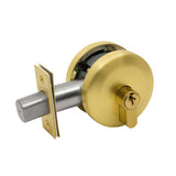 Neue Smooth Round Double Cylinder Deadbolt in Satin Brass