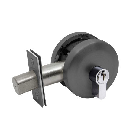 Neue Smooth Round Single Cylinder Deadbolt in Satin Graphite
