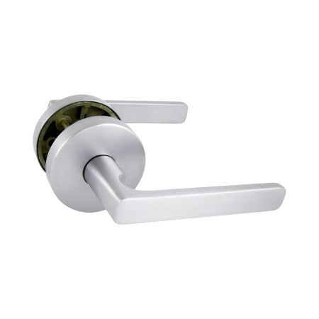 Avant with QuickFix Rivera Passage Lever Set in Brushed Satin Chrome with Latch