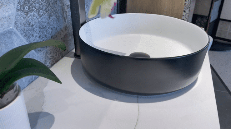 Artis 88 355x355x120 Matte Black & Matte White Basin - front view