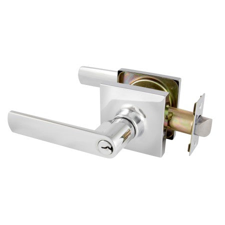 TradePro Square Rose Bela Entrance Key-in-Lever Set in Bright Chrome
